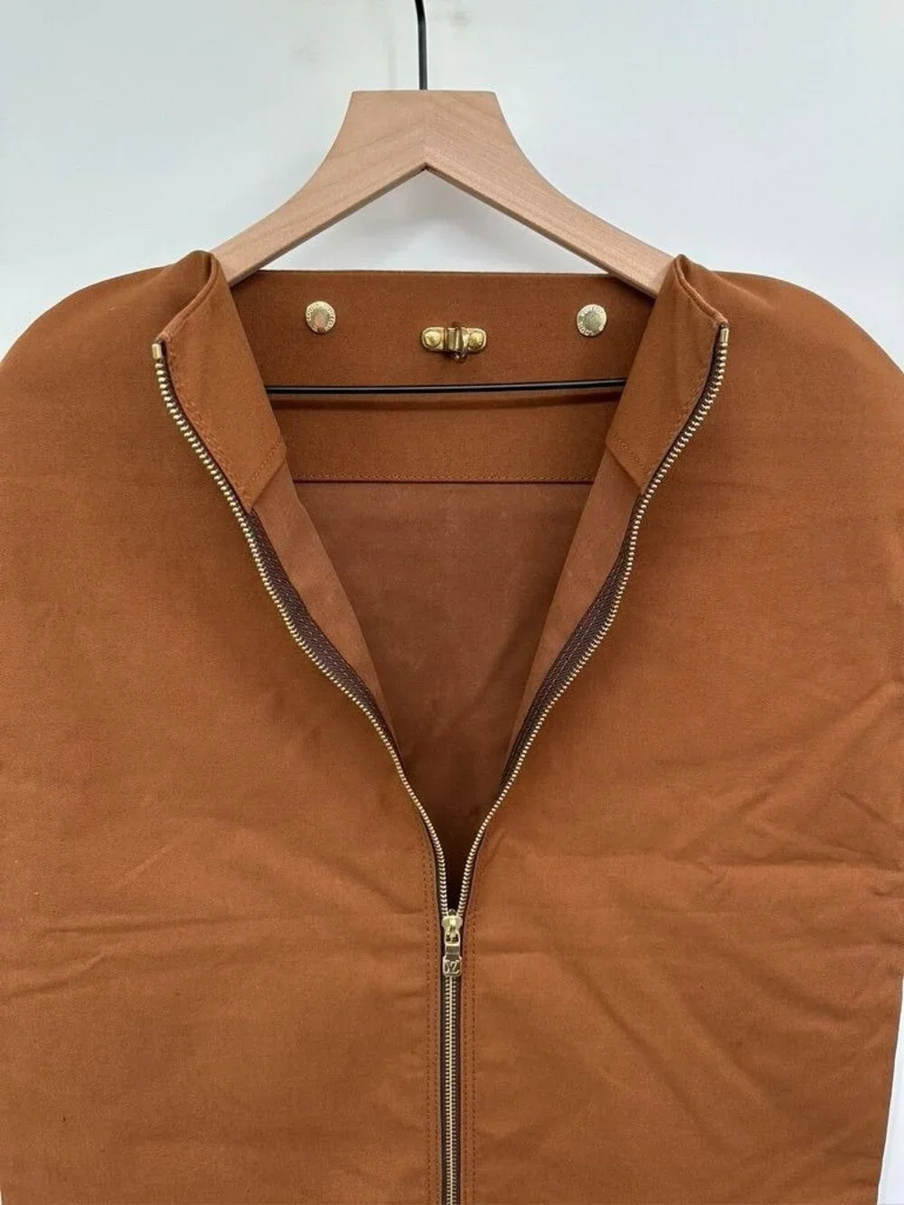 Louis Vuitton Brown Canvas Garment Bag With Gold Hardware & Zipper Closure